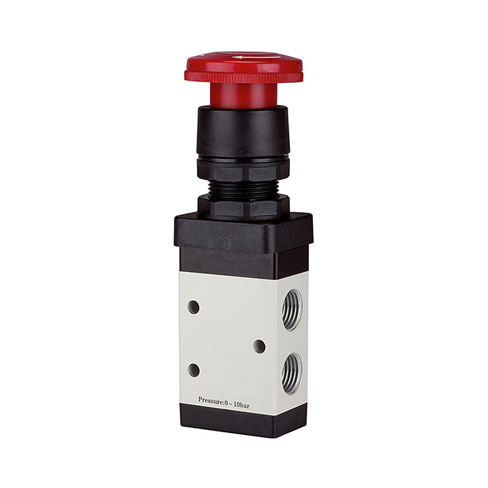 3/2-way valve, manual »M3«, Palm button, Emergency locking, G 1/8