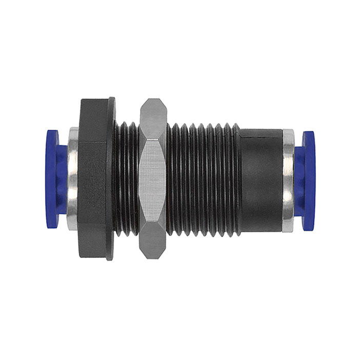 Straight push-in bulkhead connector »Blue Series«, M20x1.5