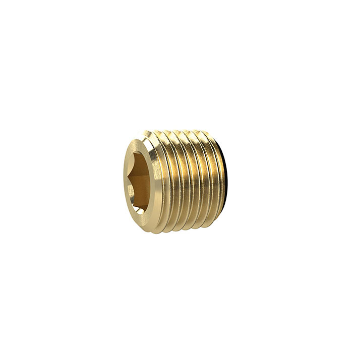 Locking screw, Hexagonal socket, without flange, R 1/8, Brass