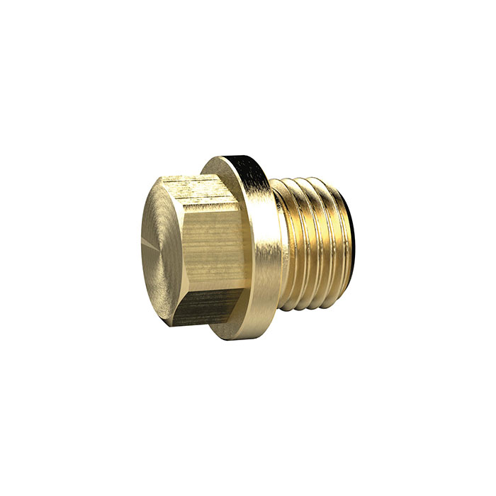 Locking screw, Exterior hexagonal and flange, G 1, AF 27, Brass