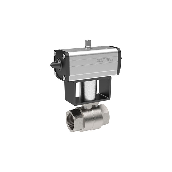 Stainless steel ball valve, Pneumatic actuation drive, Rp 3/4