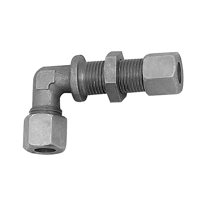 Bulkhead elbow connector, Pipe exterior Ø 18 mm, galvanised steel