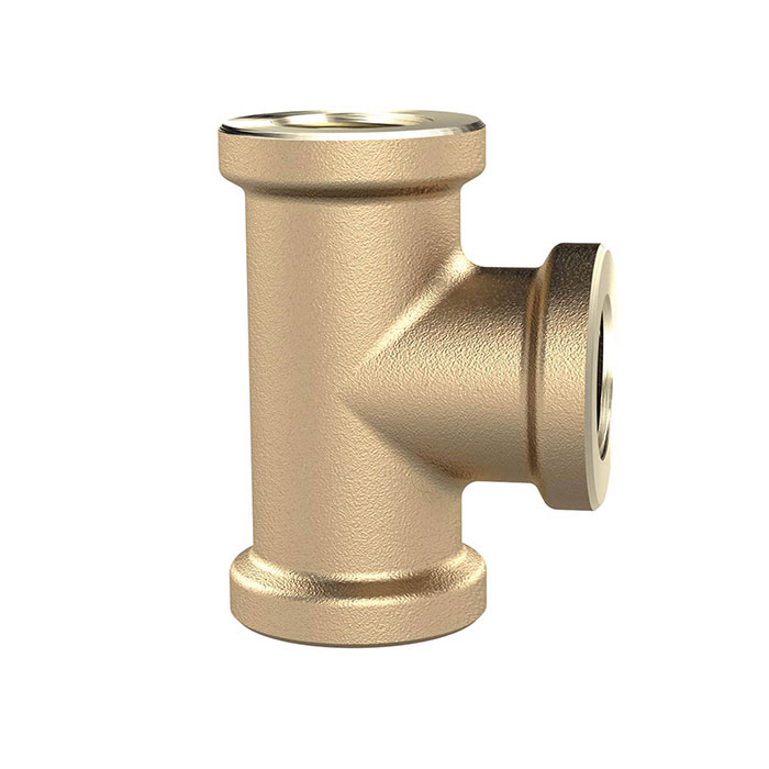 T-piece, 3x interior thread, G 3/8, 16 bar, bright brass