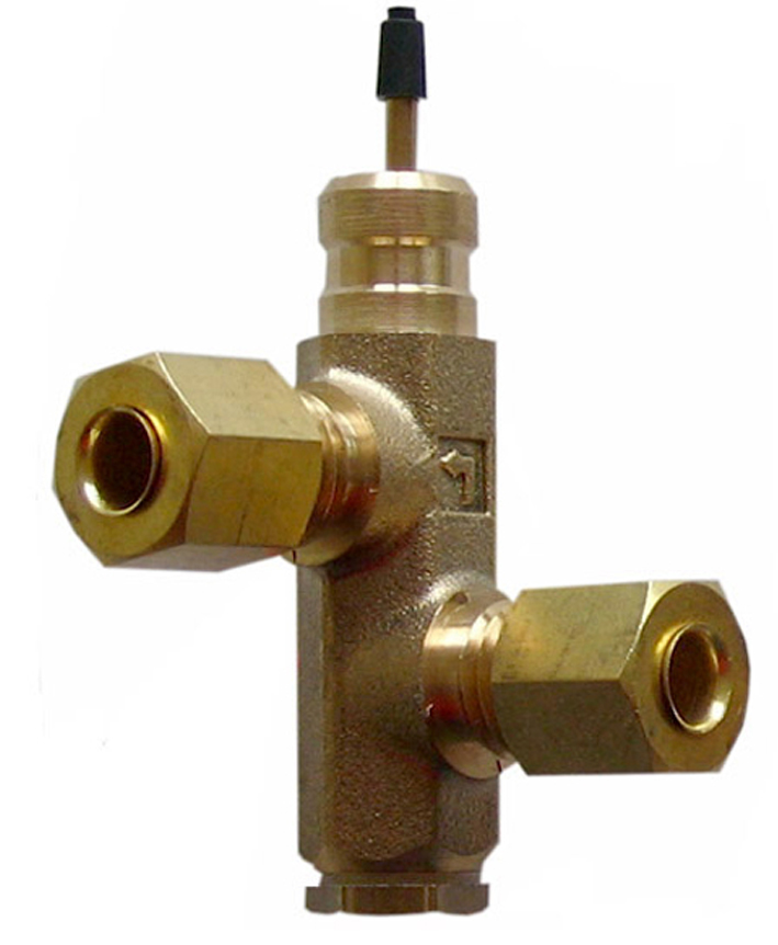 Condor Unloader valve EV 5 with screw connection for 6 mm plastic or copper discharge tube, screw connection for vent port